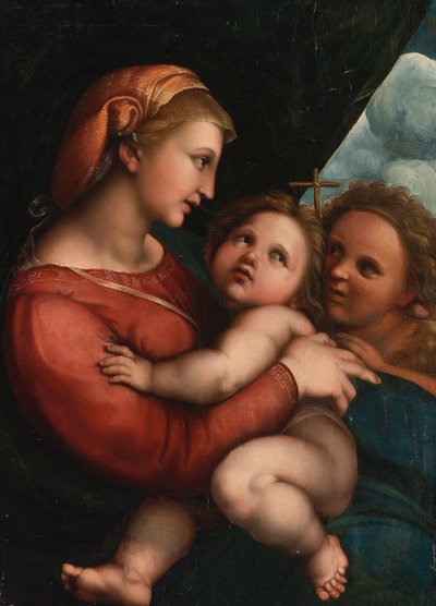 麦当娜和孩子与婴儿圣约翰 作者 Raffaello Sanzio Raphael
